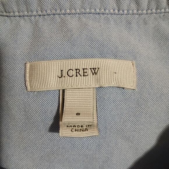 J Crew Women's sz 0 blue oxford half-button long-sleeve tunic blouse 100% cotton - Picture 11 of 11